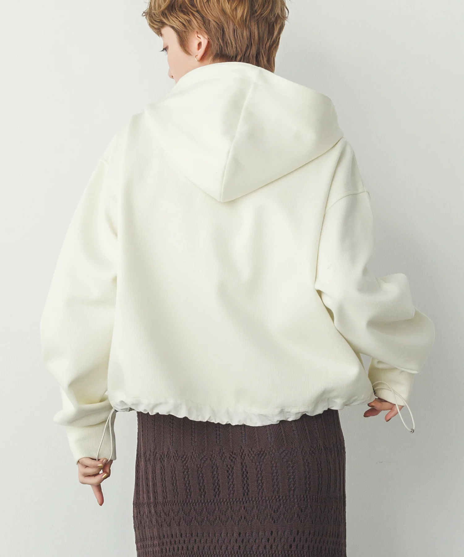 ダブルジップ ショートフーディ