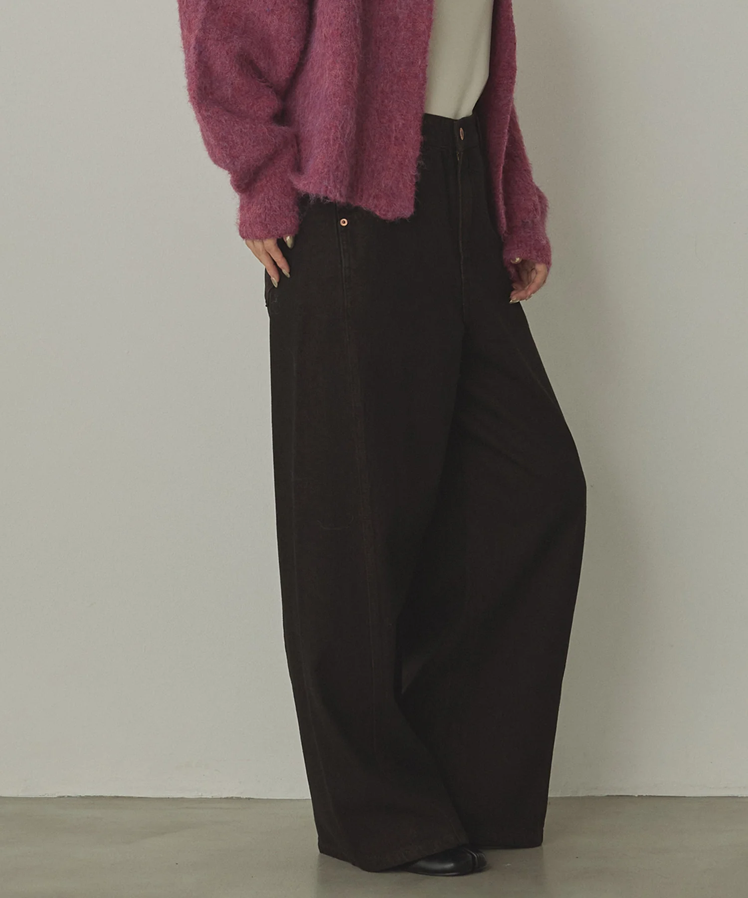 スラブデニム/ラメ ワイドパンツ　