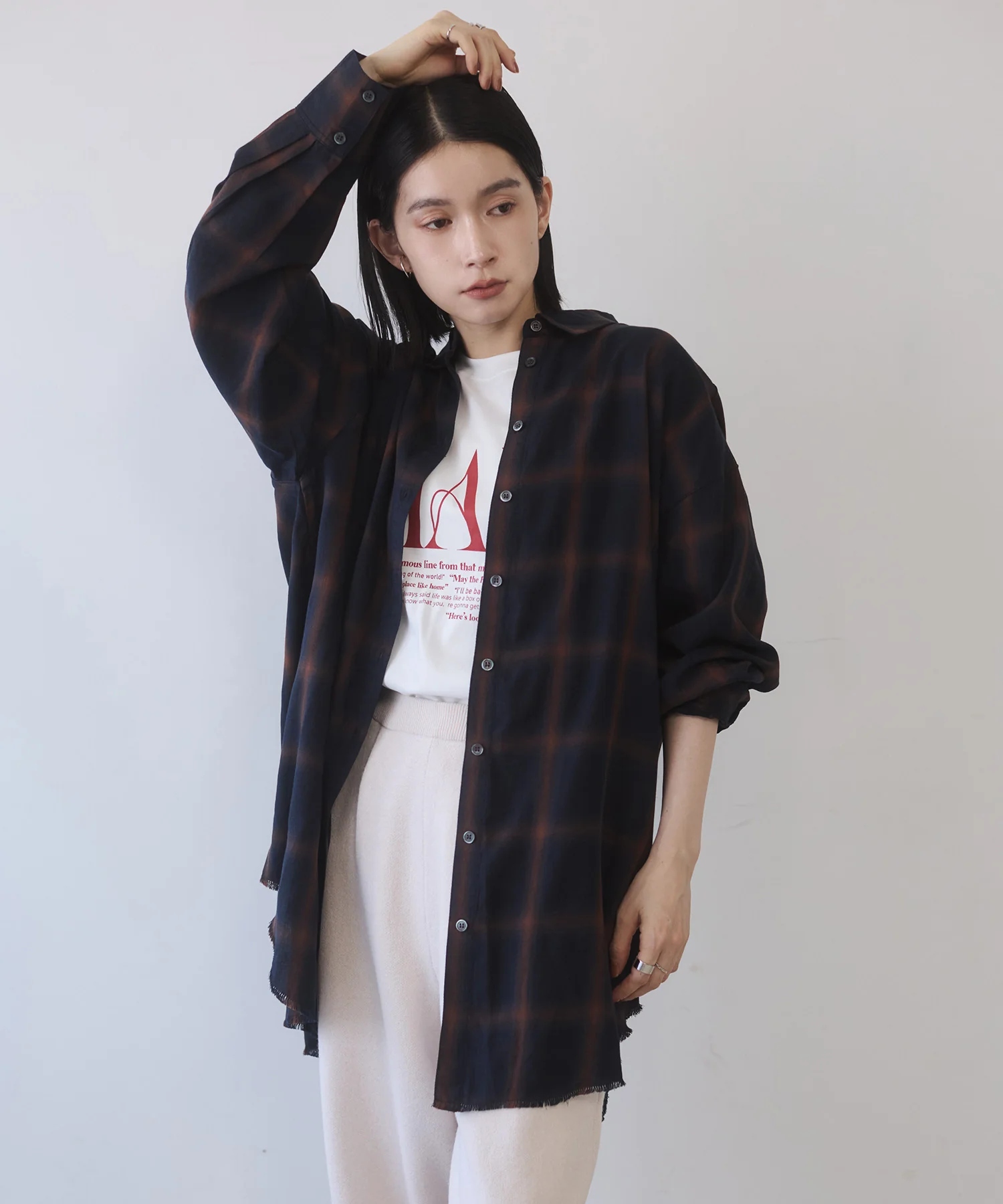 オンブレチェック オーバーシャツ