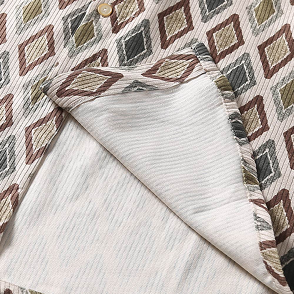 和風 　幾何学模様コーデュロイシャツ