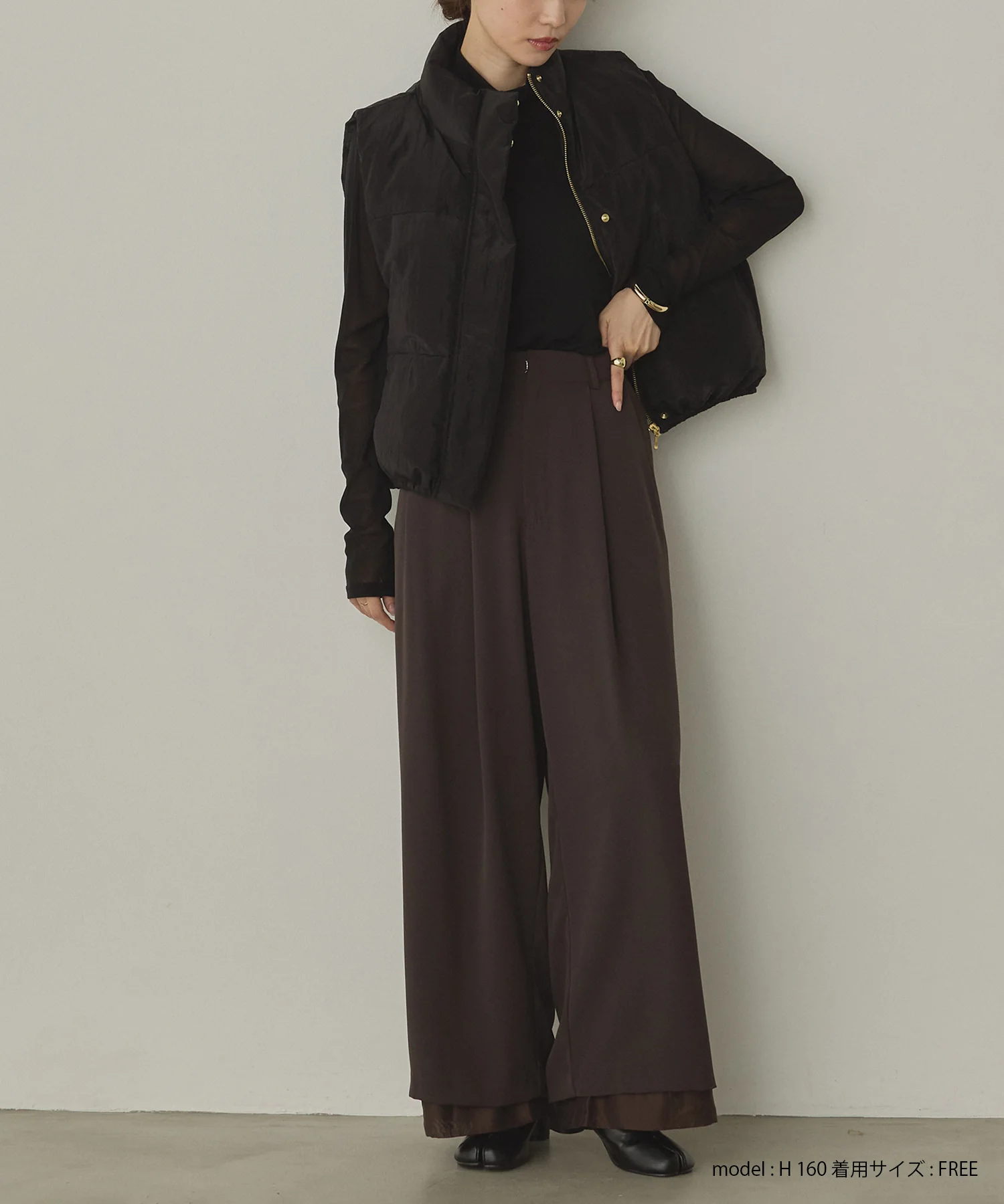 ポリツイル シアーワイドストレートパンツ