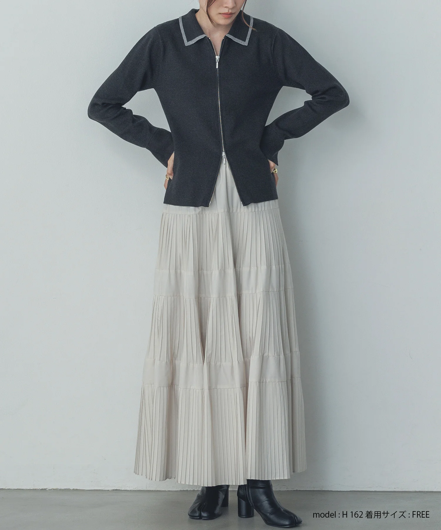 【静電気防止】やわもちヤーン Wジップポロニット