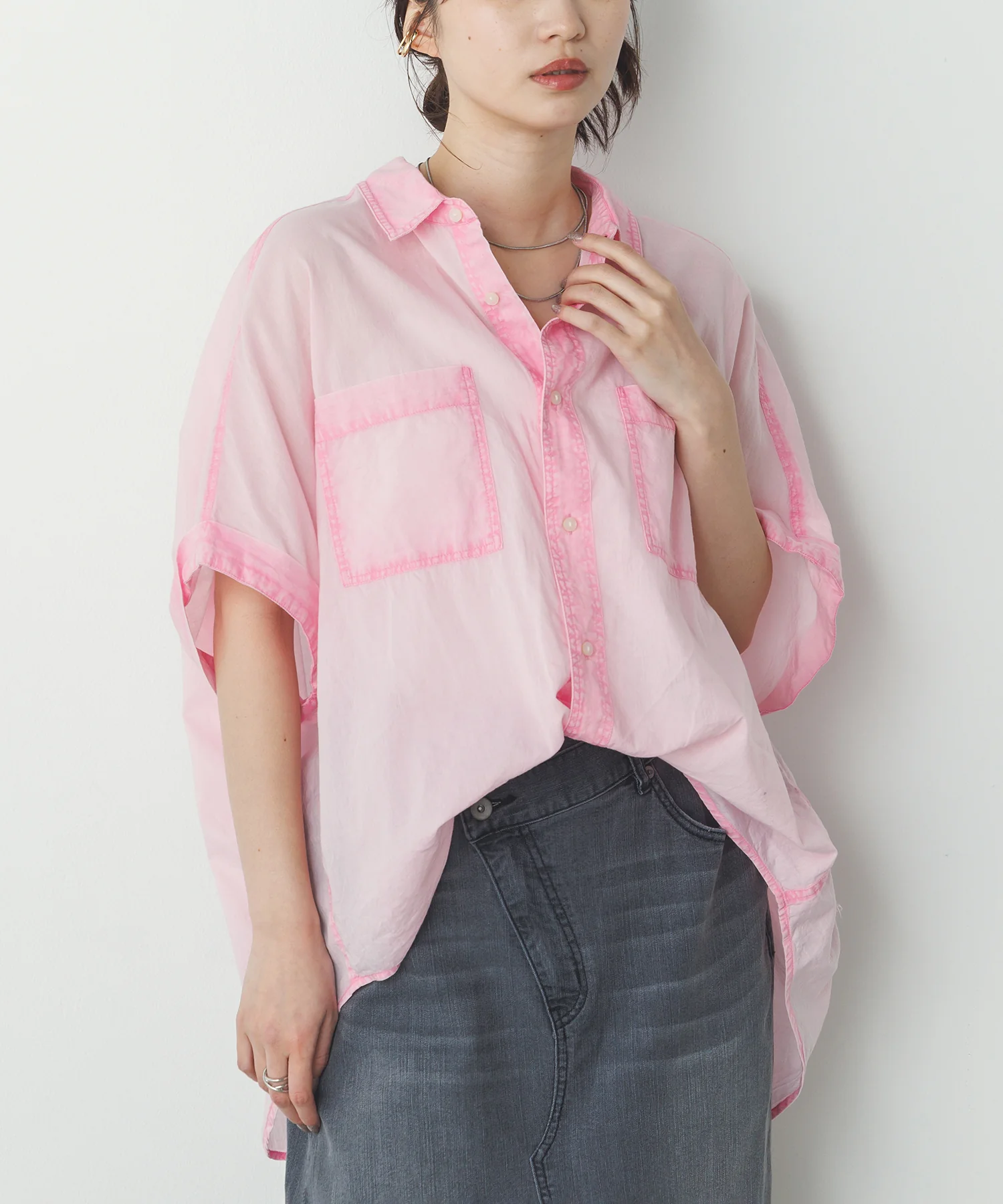 コットンボイル 半袖シャツ