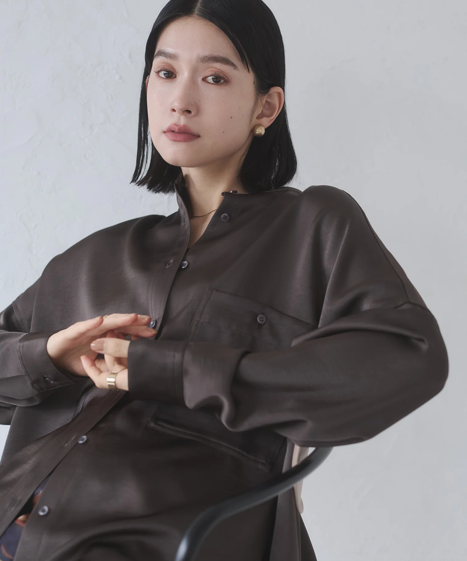 マットサテン オーバーシャツ