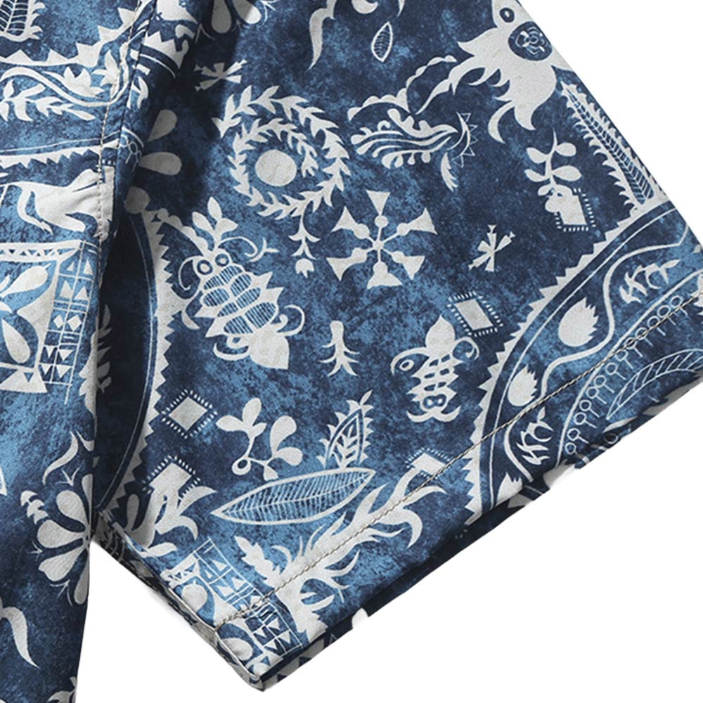 レトロ風プリントメンズ夏シャツ半袖