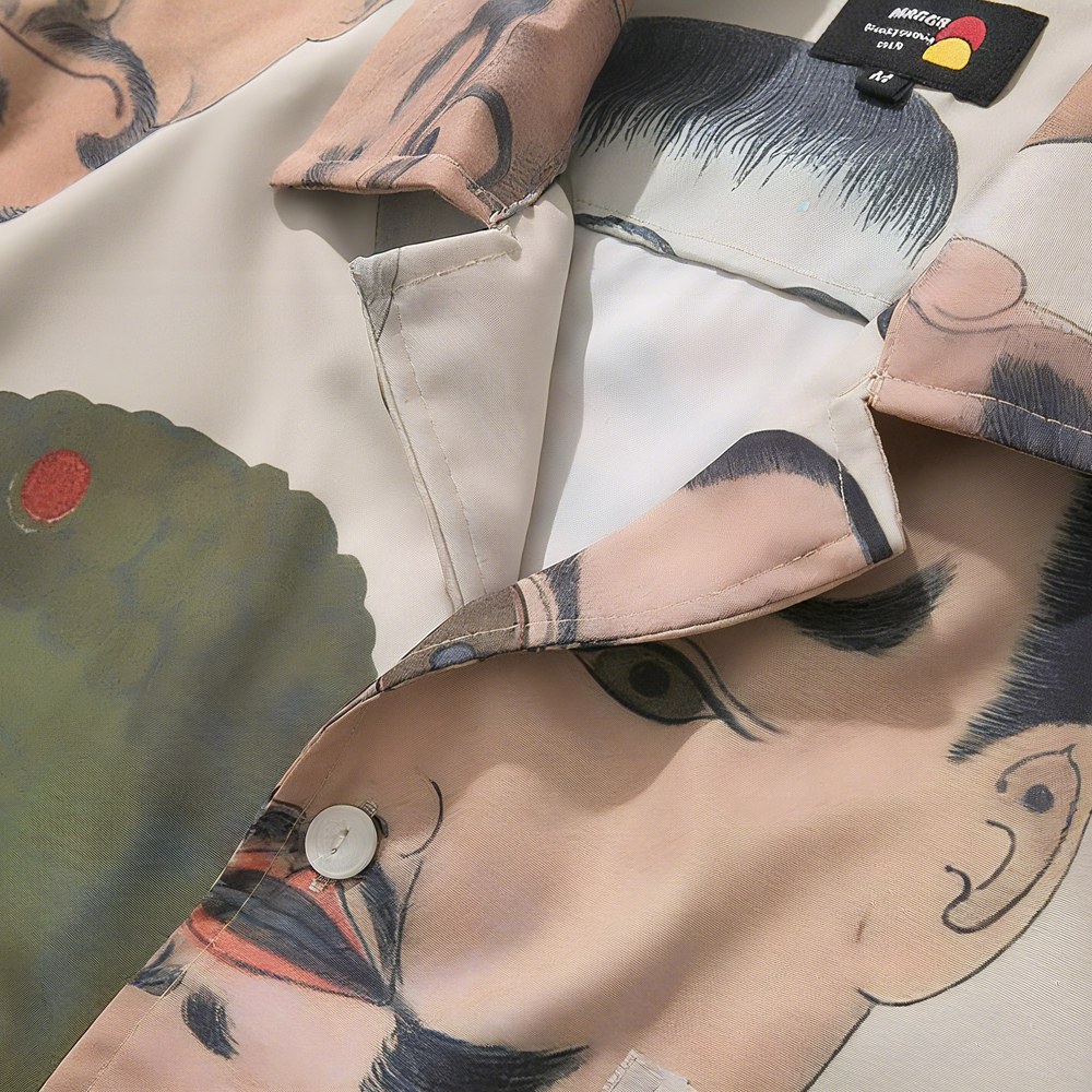 浮世絵　能面モチーフアロハシャツ