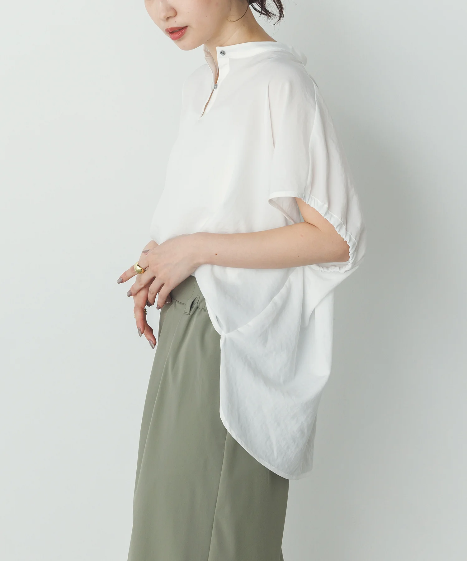 スパンローン ボリュームフレンチブラウス