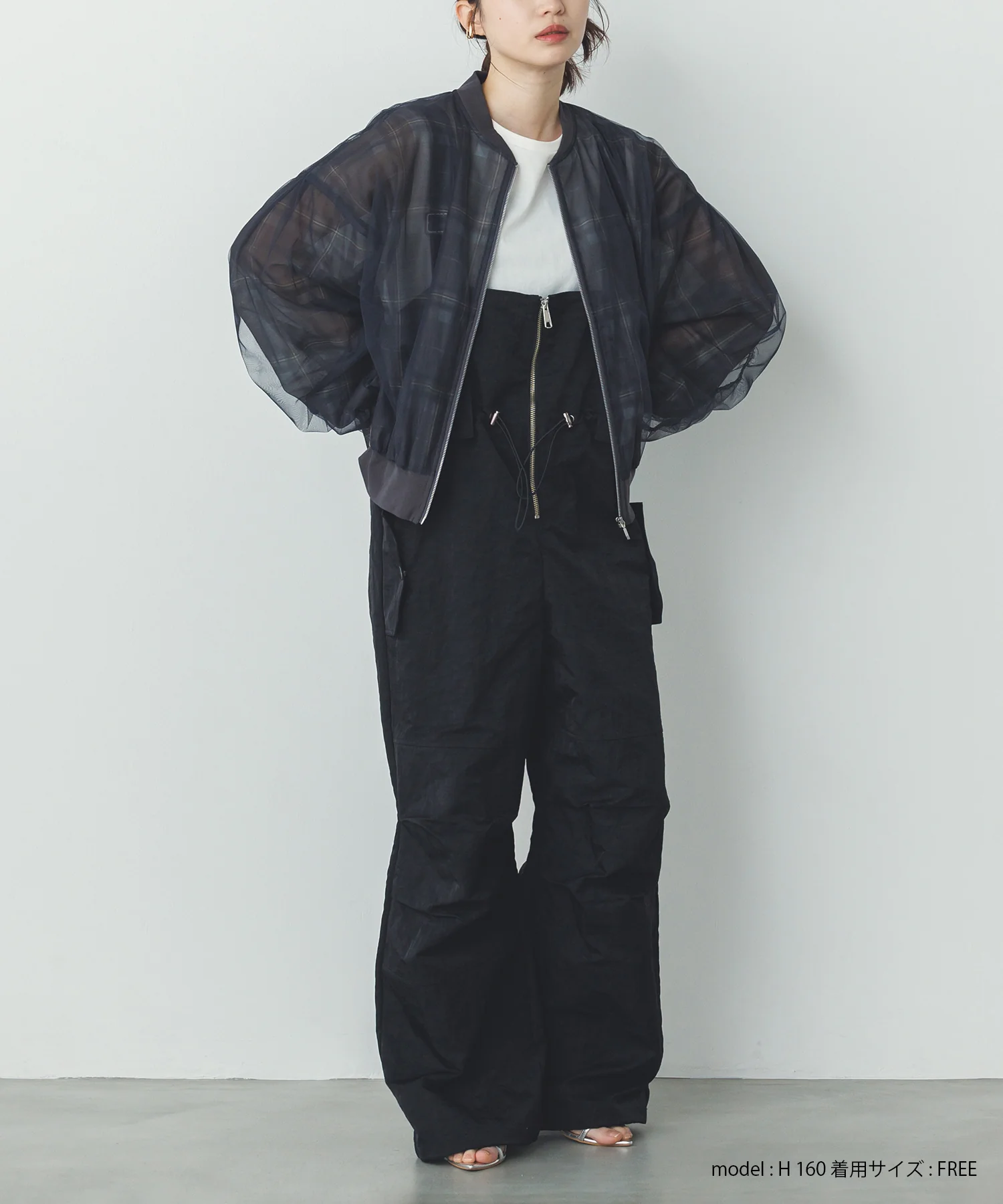 チュールシアー チェックブルゾン