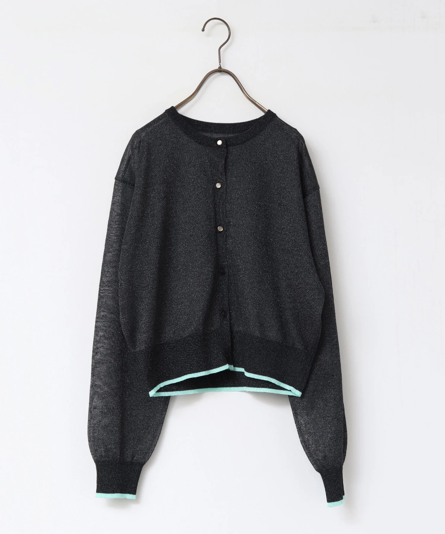 バイカラー シアーニットカーデ