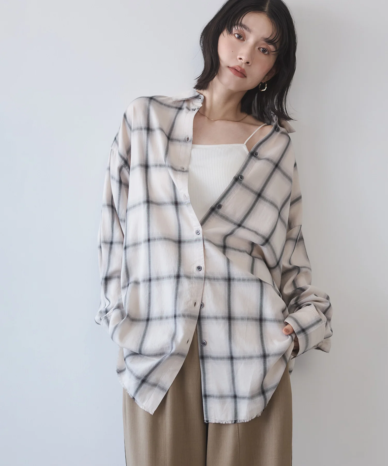オンブレチェック オーバーシャツ