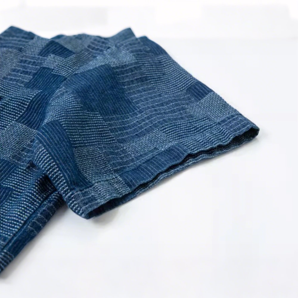 和風藍染刺し子デニムシャツ