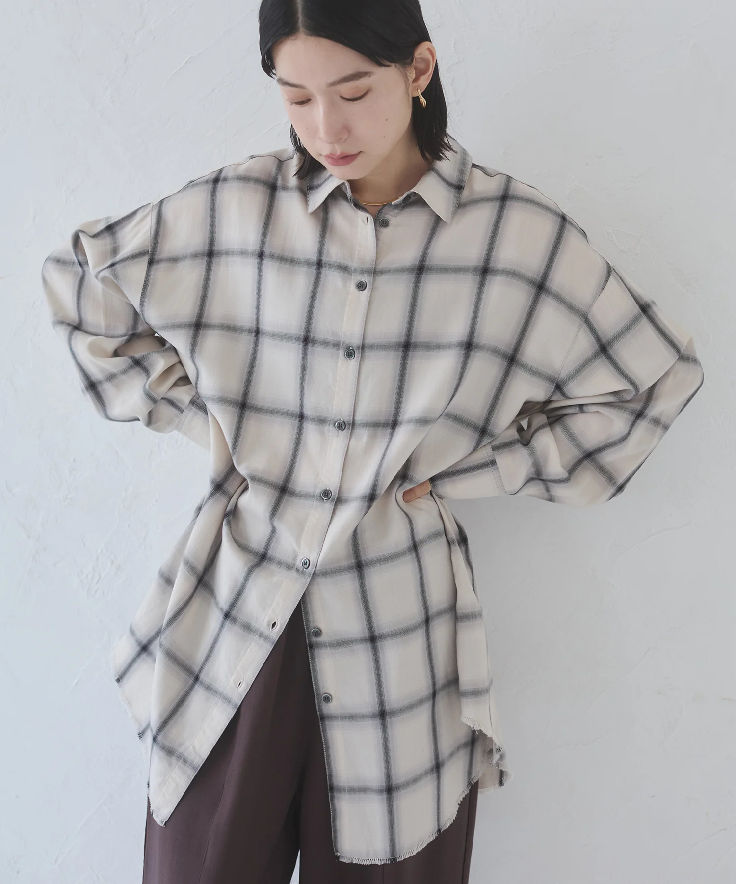 オンブレチェック オーバーシャツ