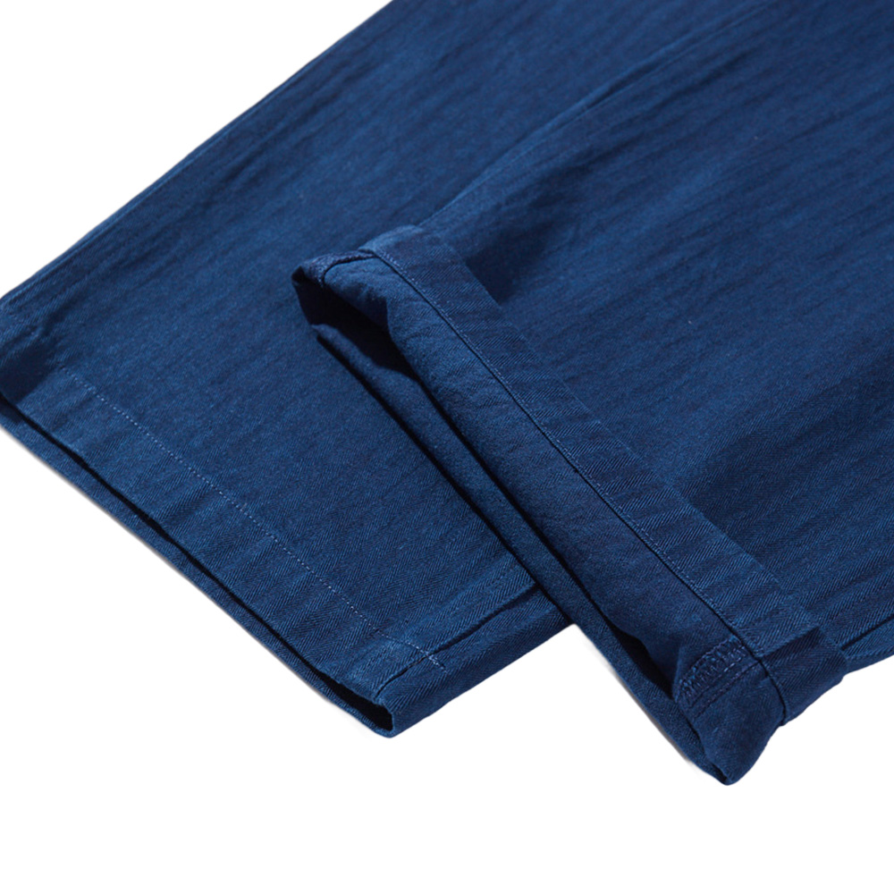 藍染め　ヘリンボーンカジュアルワイドパンツ