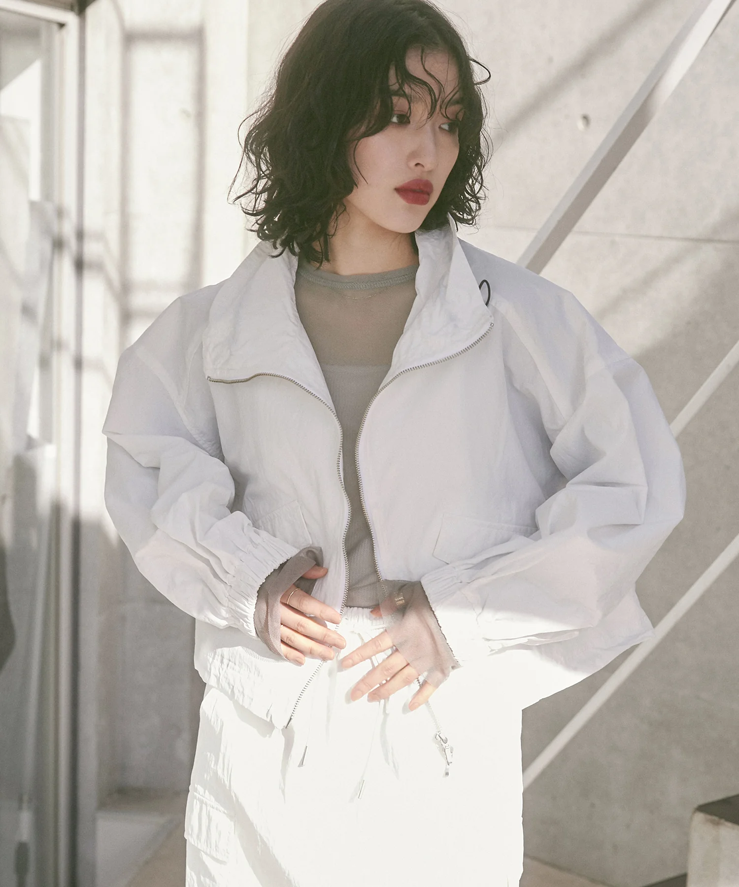 【撥水加工】グログラン ショートブルゾン