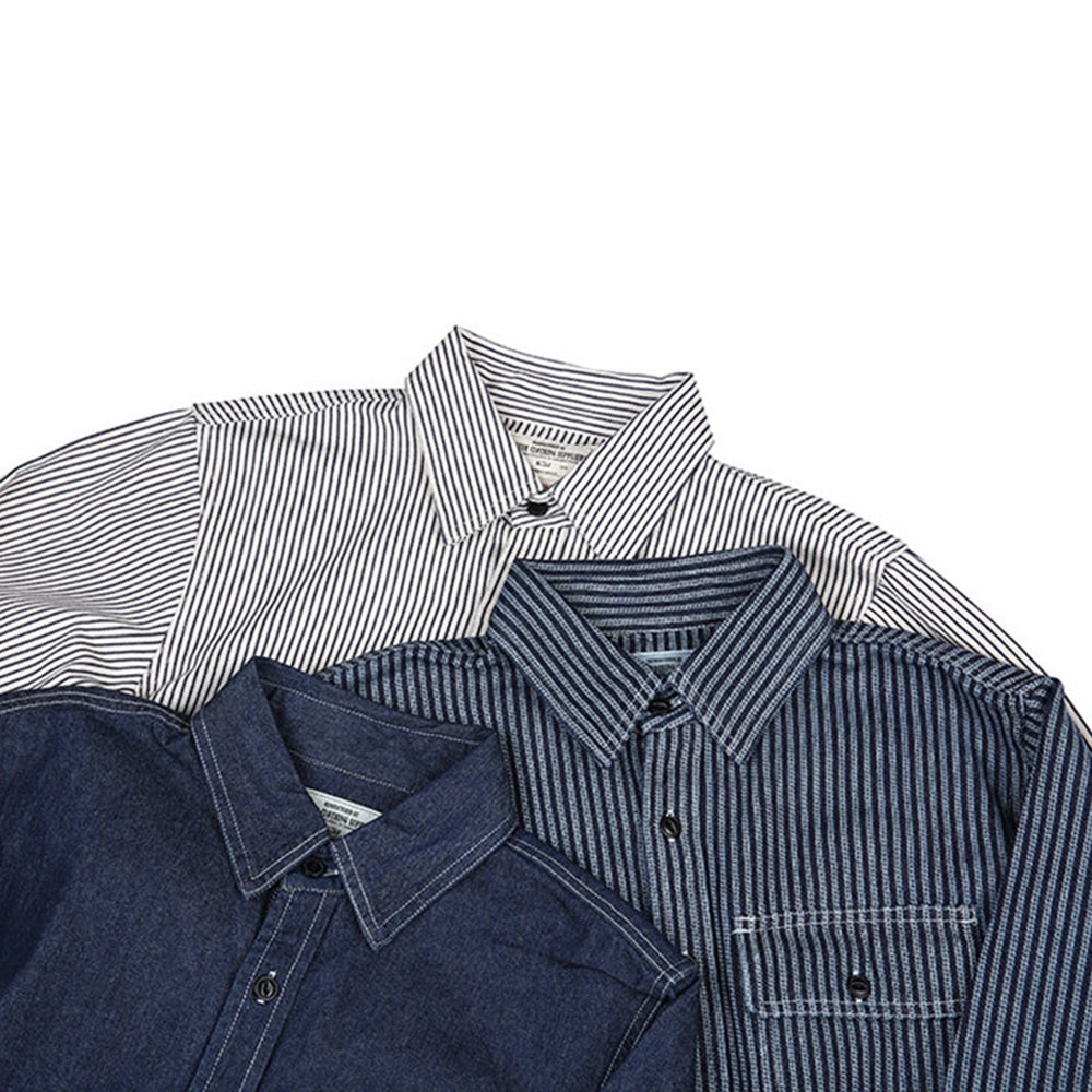 マルチポケット　ウエスタンストライプデニムシャツ