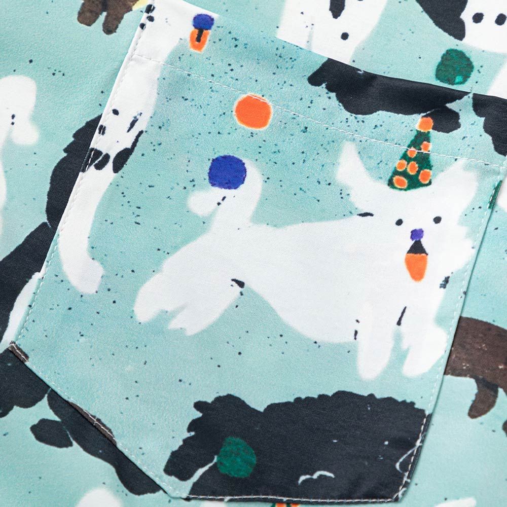 原宿風　犬総柄プリント半袖シャツ