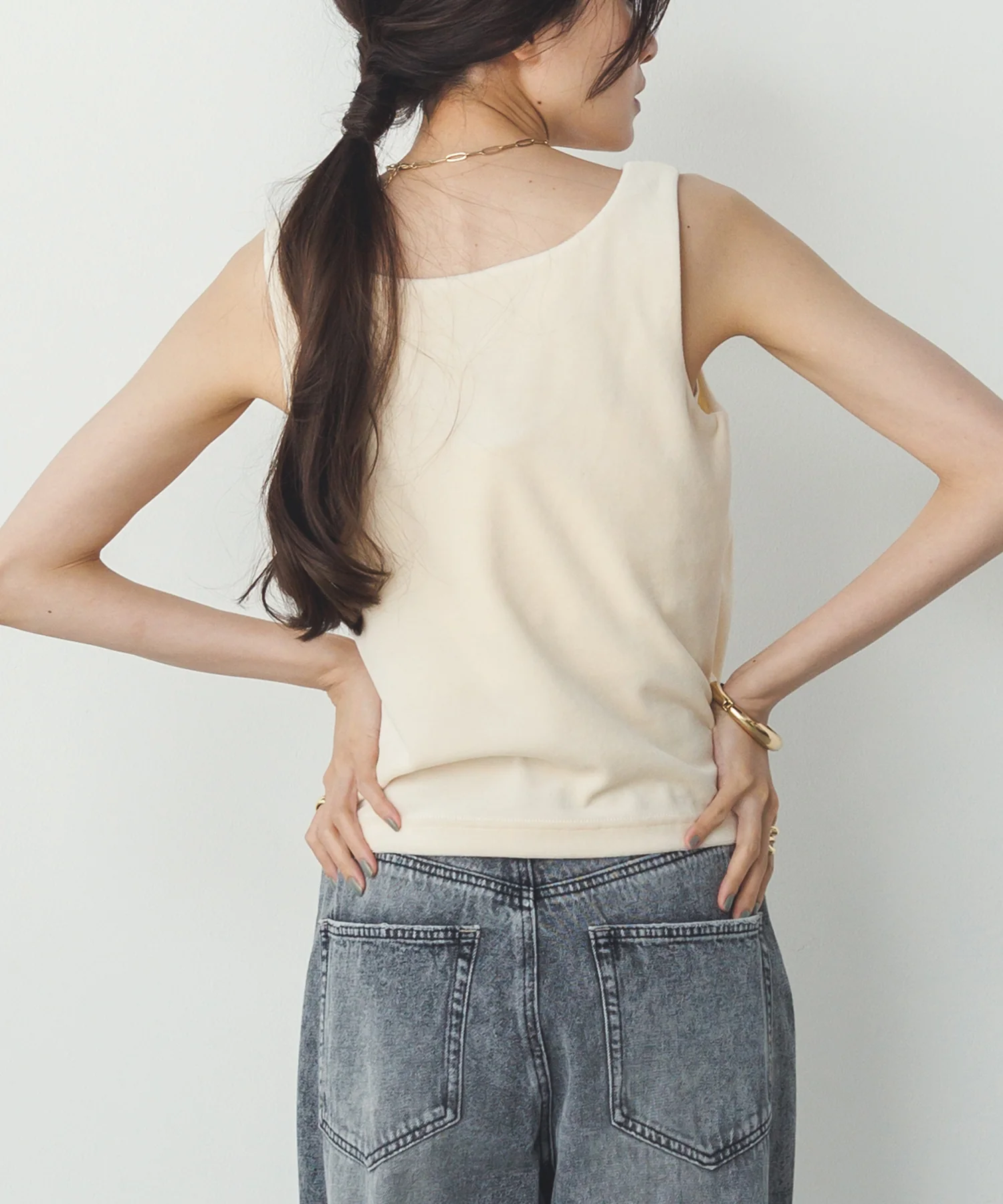 前後2WAY ベロア スクエアタンク