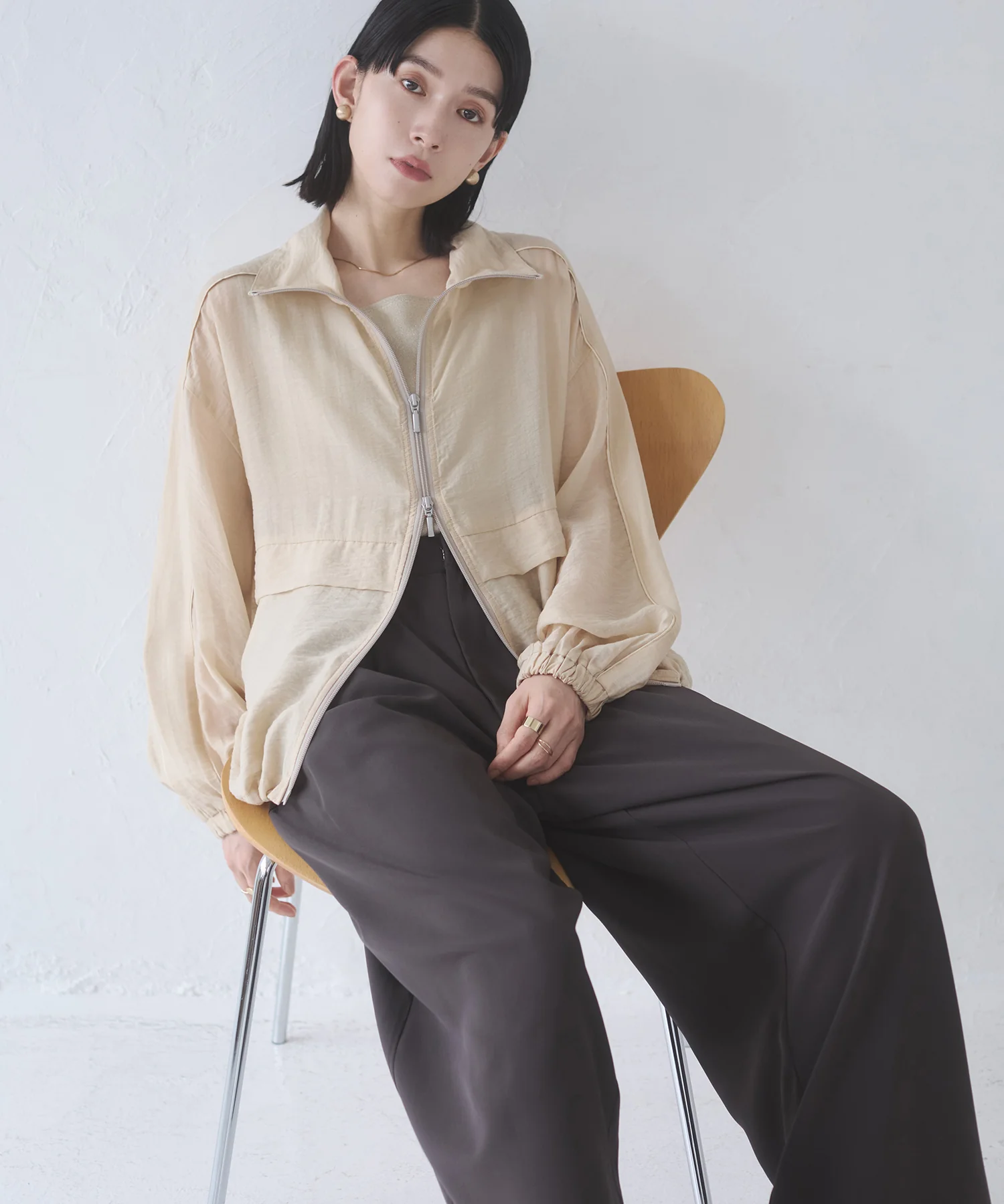 セルロース ナイロンシアー Wジップブルゾン