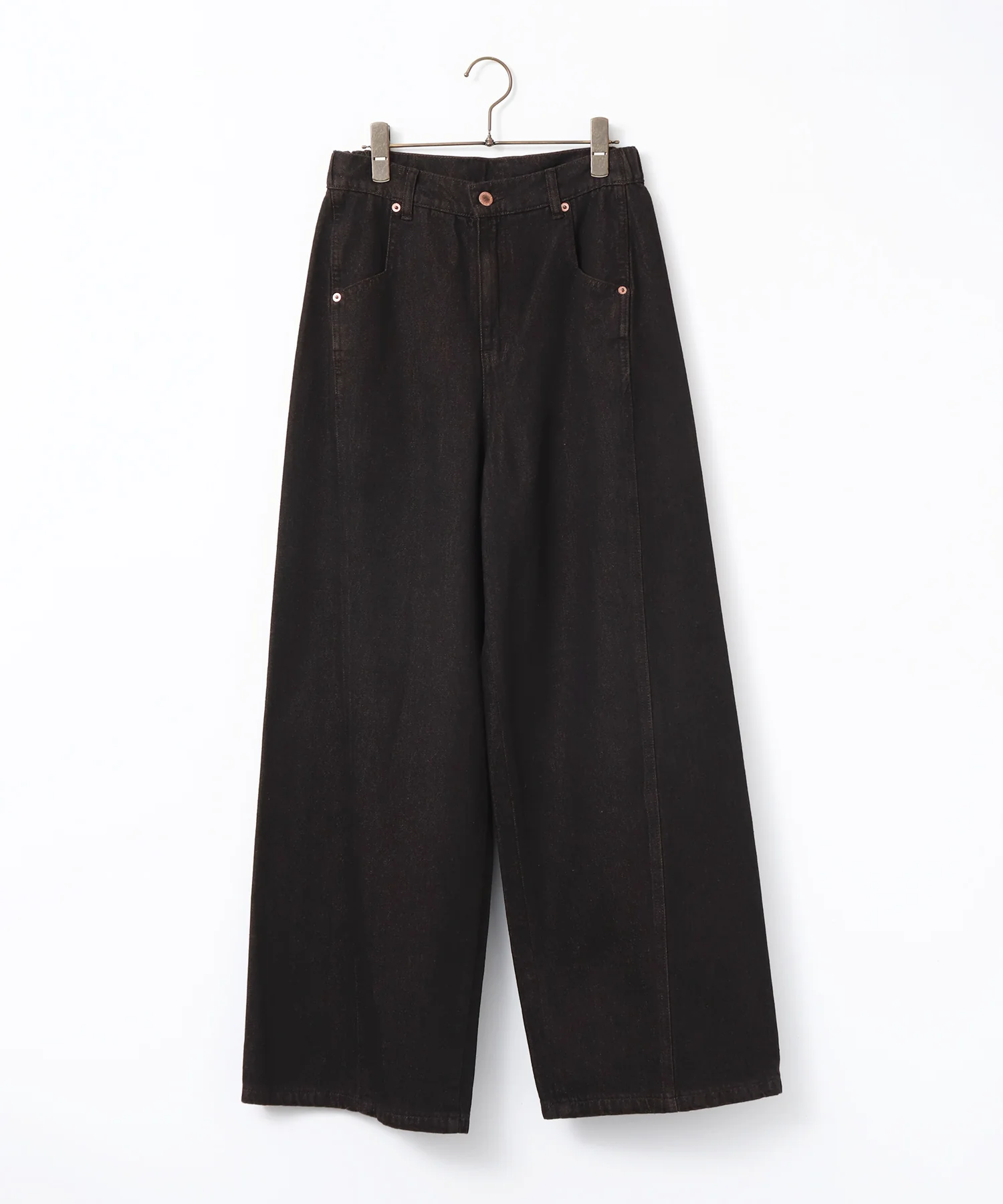 スラブデニム/ラメ ワイドパンツ　
