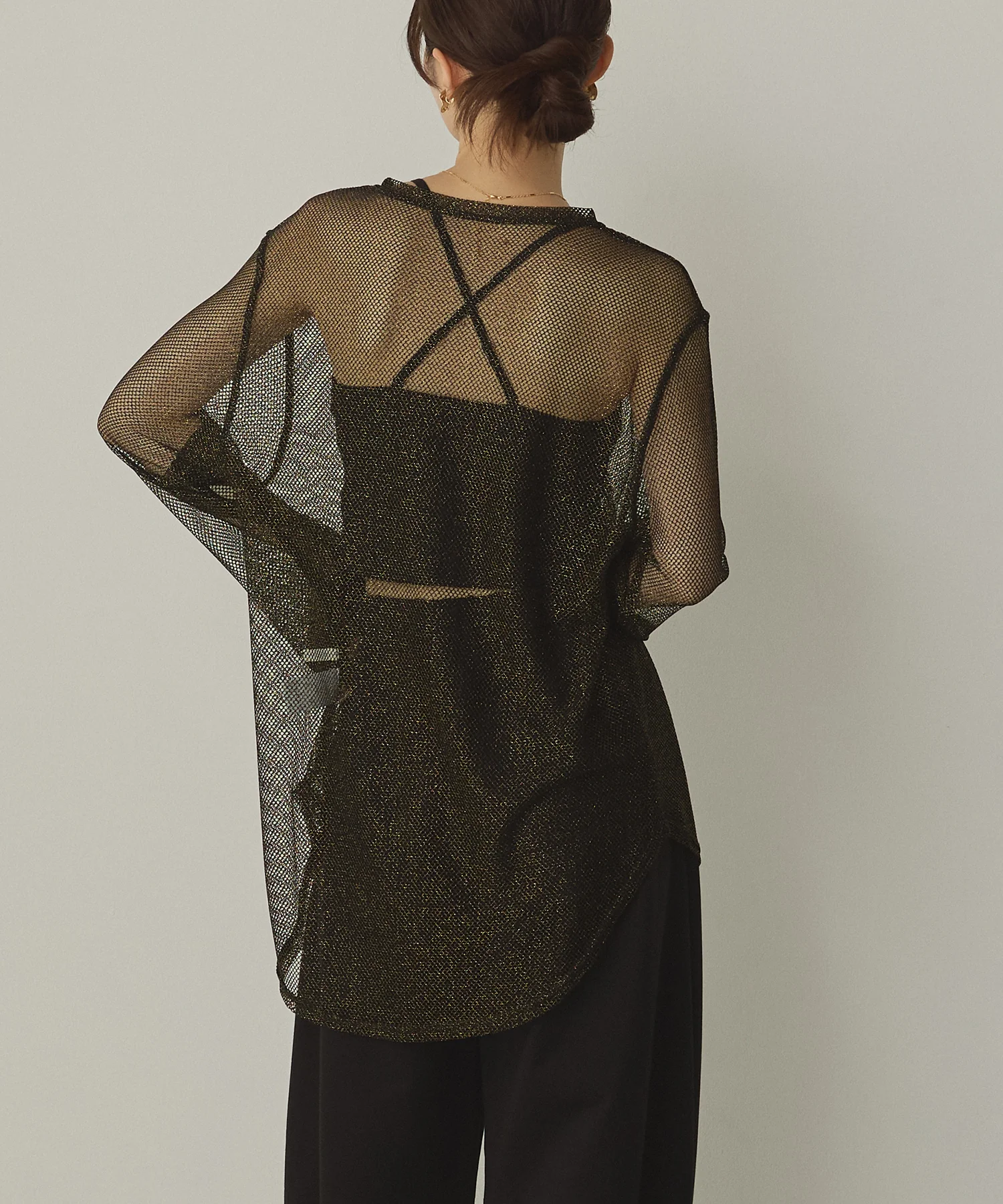 ラメメッシュ クルーロンT