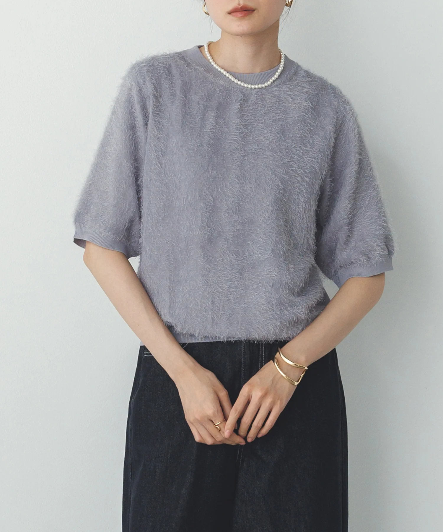 シアージャガード ハーフスリーブニット