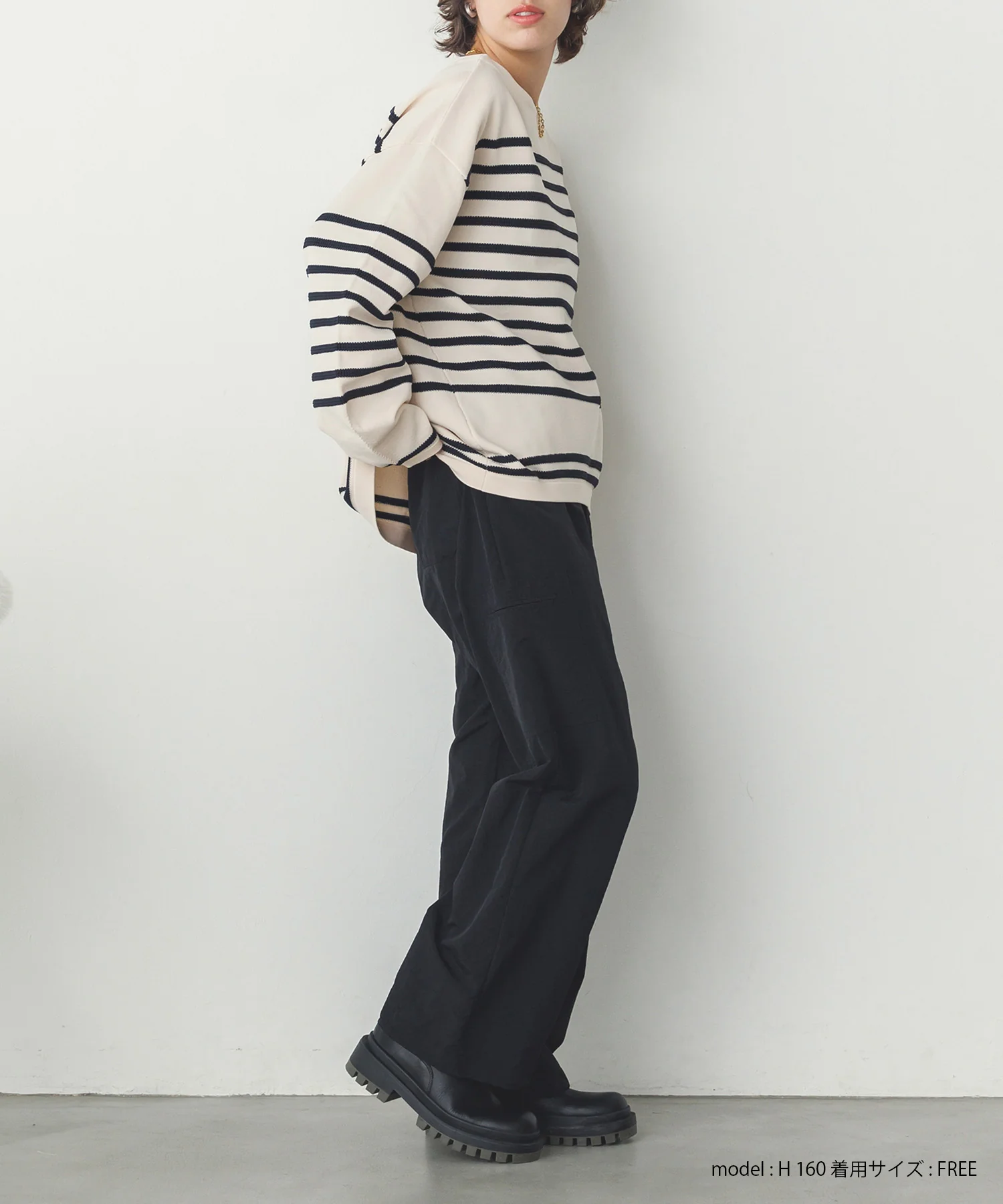 スポンディッシュ 柄編みボーダーニット