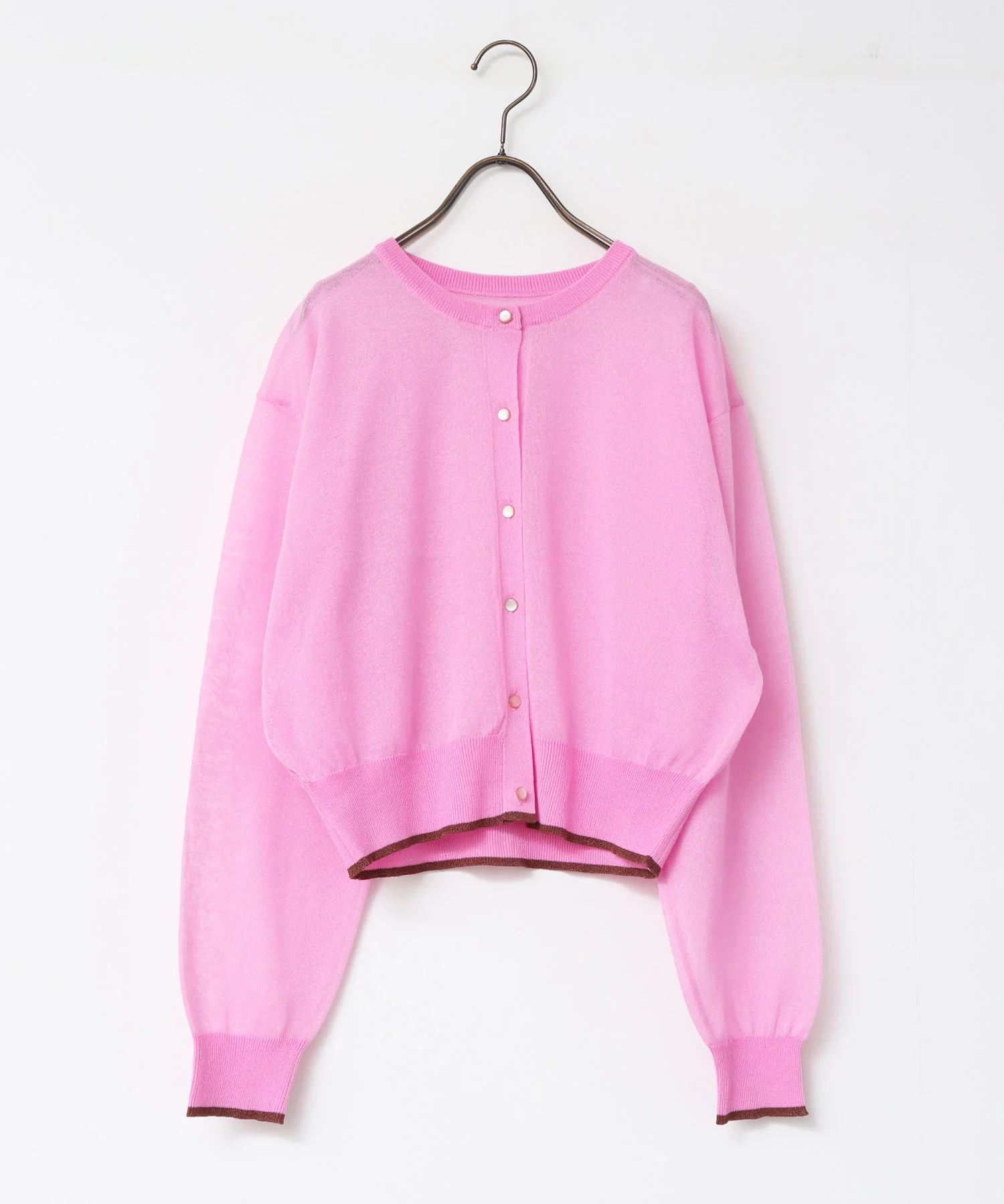 バイカラー シアーニットカーデ