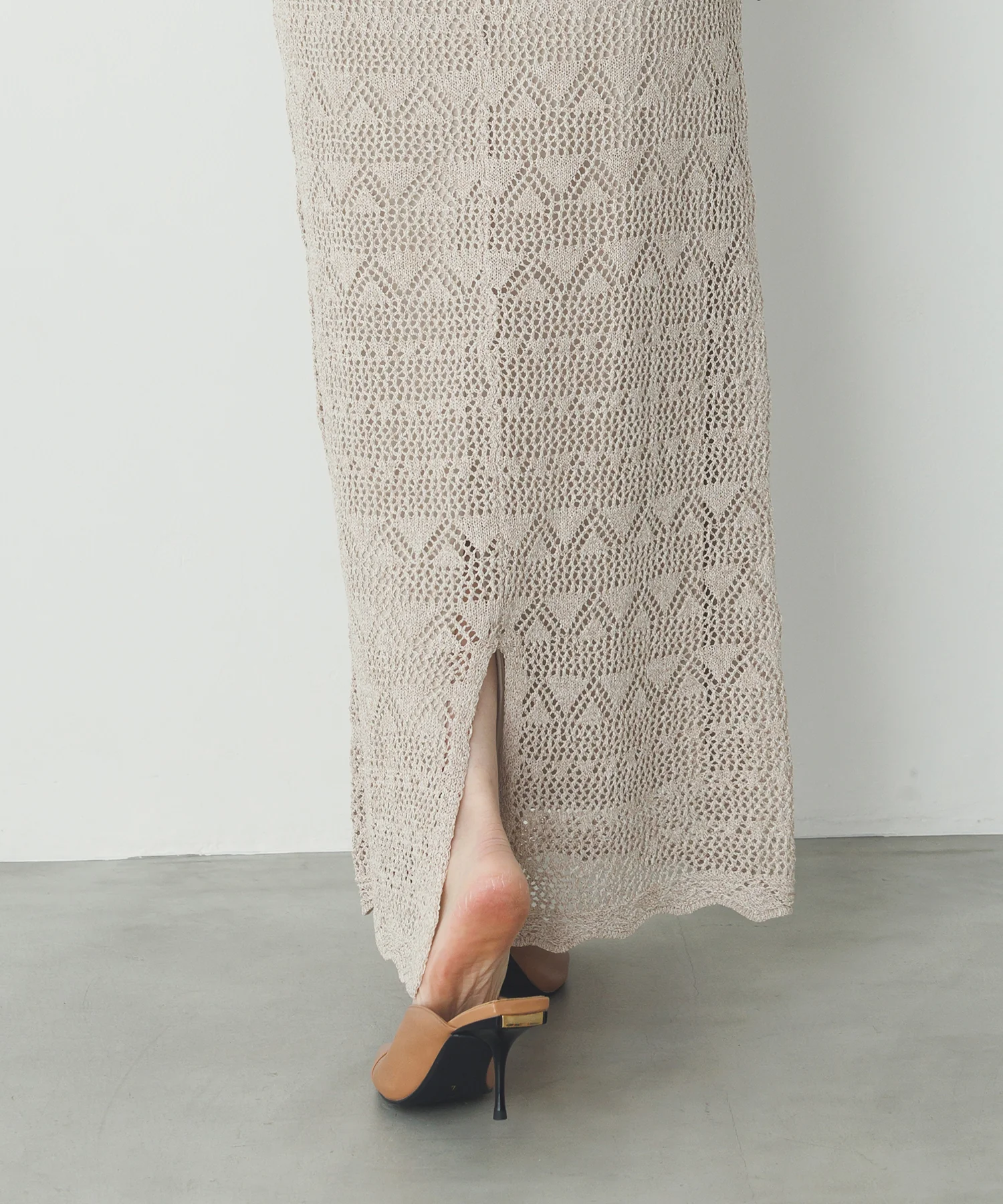 ペーパーヤーン 透かし編み ニットナロースカート