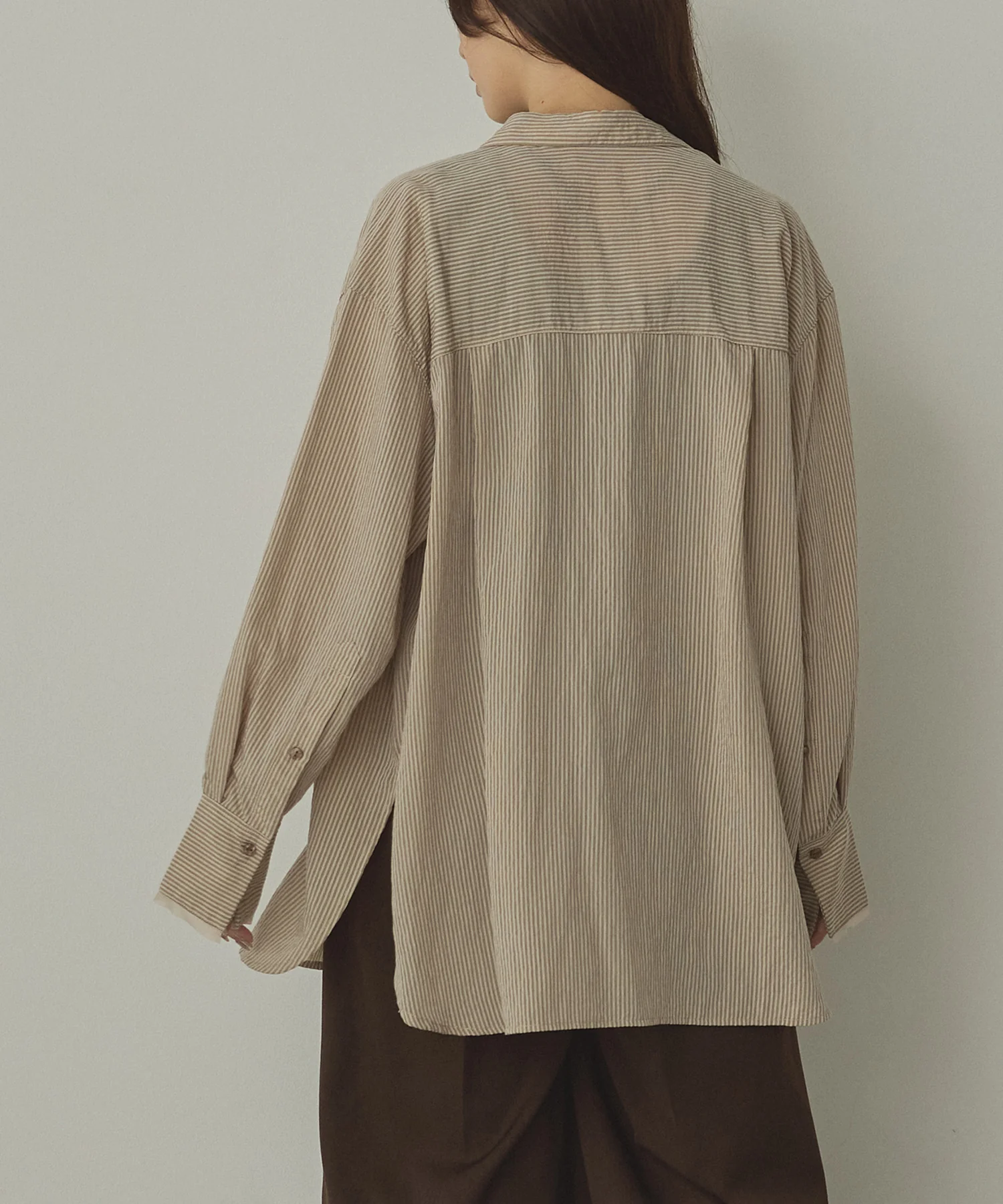 ツヤストライプ オーバーシャツ