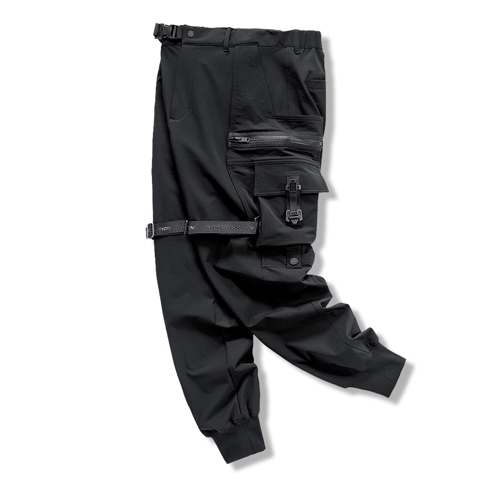 防水・耐引裂　取り外し可能なグログランテープ付き パラシュートパンツ