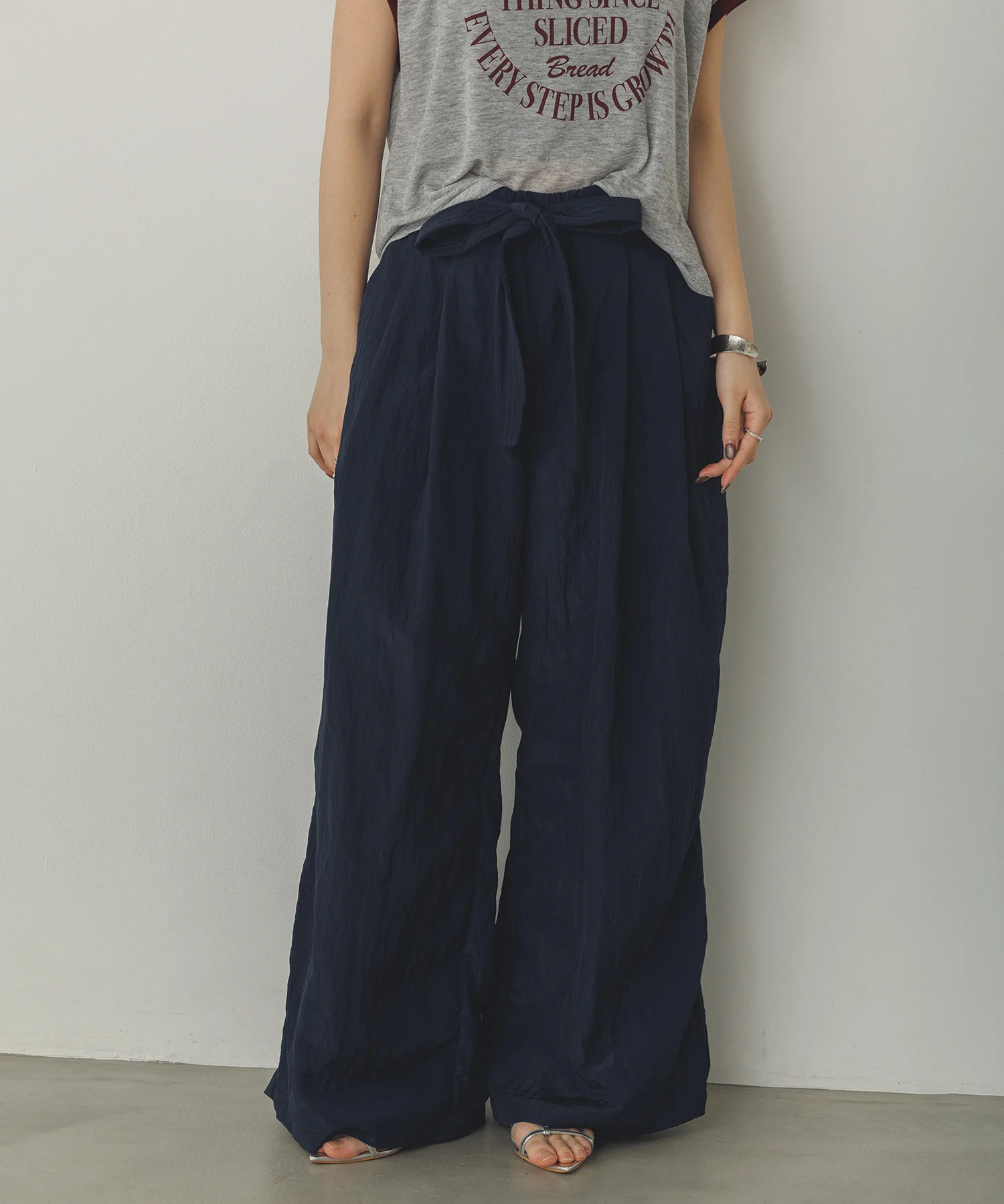 ワッシャー加工 ワイドストレートパンツ