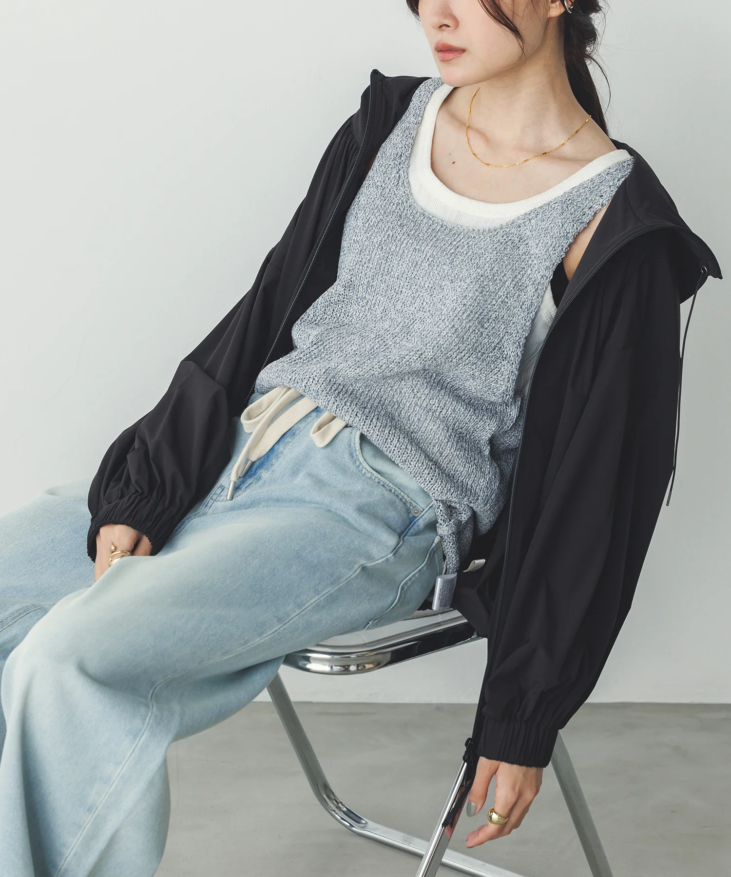 ペーパーヤーン オーバーニットタンク