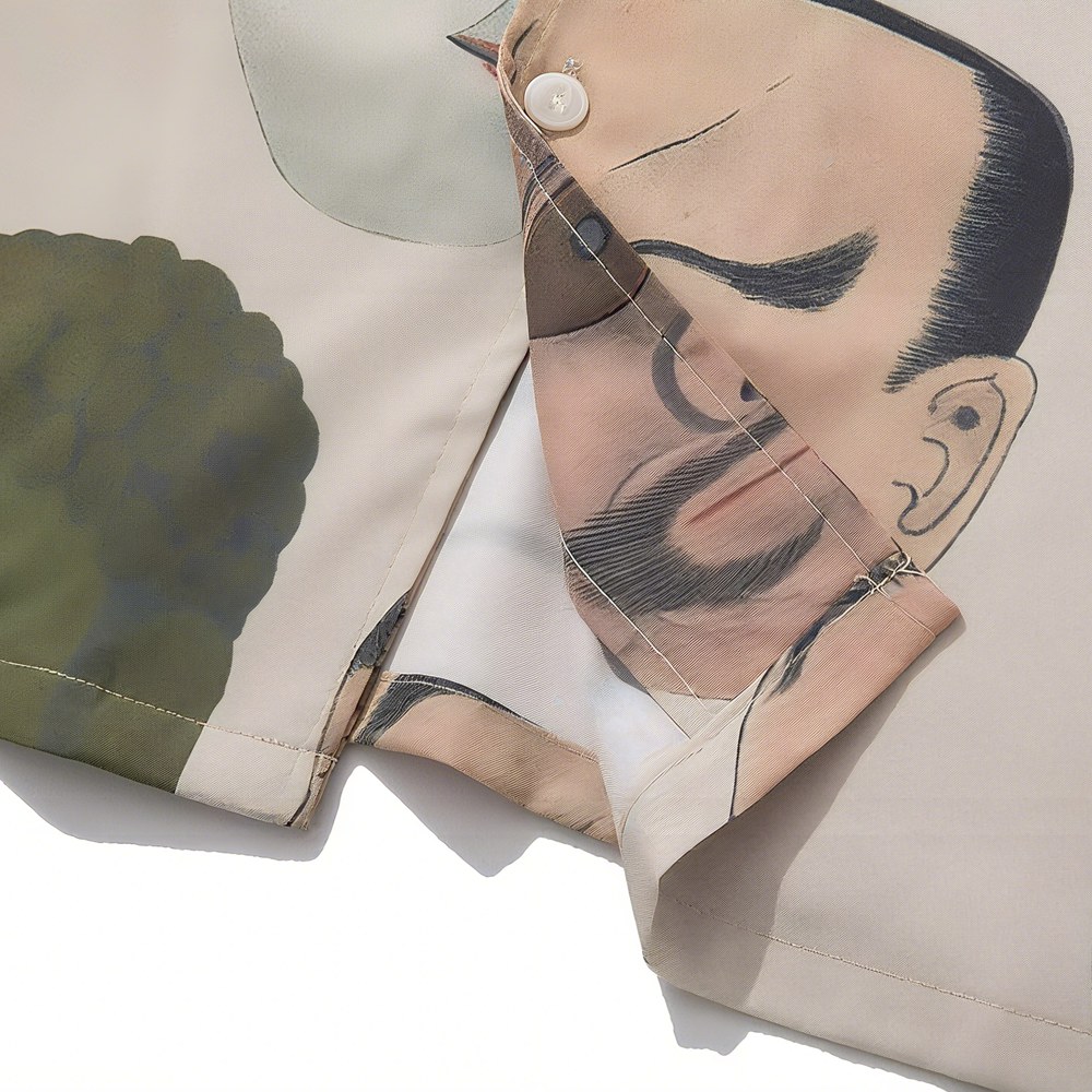 浮世絵　能面モチーフアロハシャツ