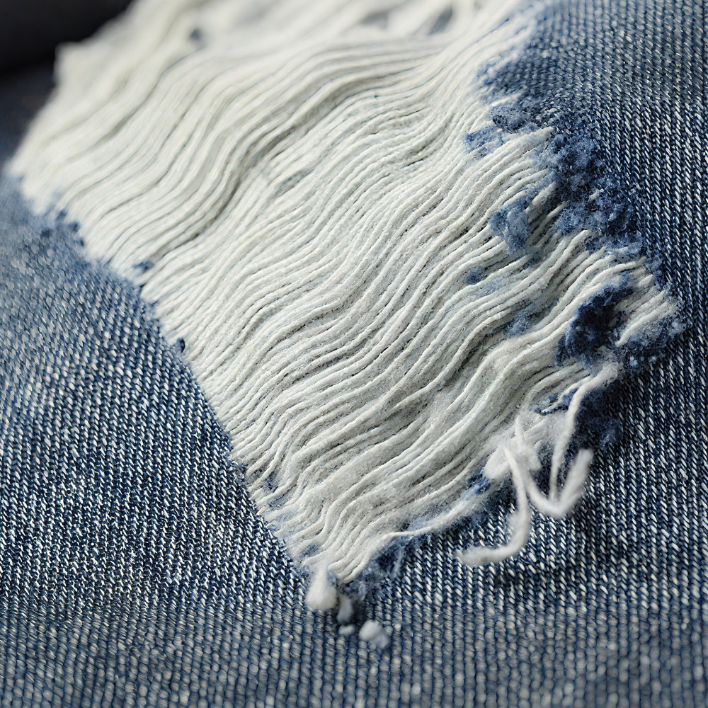 DIYクラフトダメージパッチワーク　ヘビーオンスセルビッジデニムパンツ