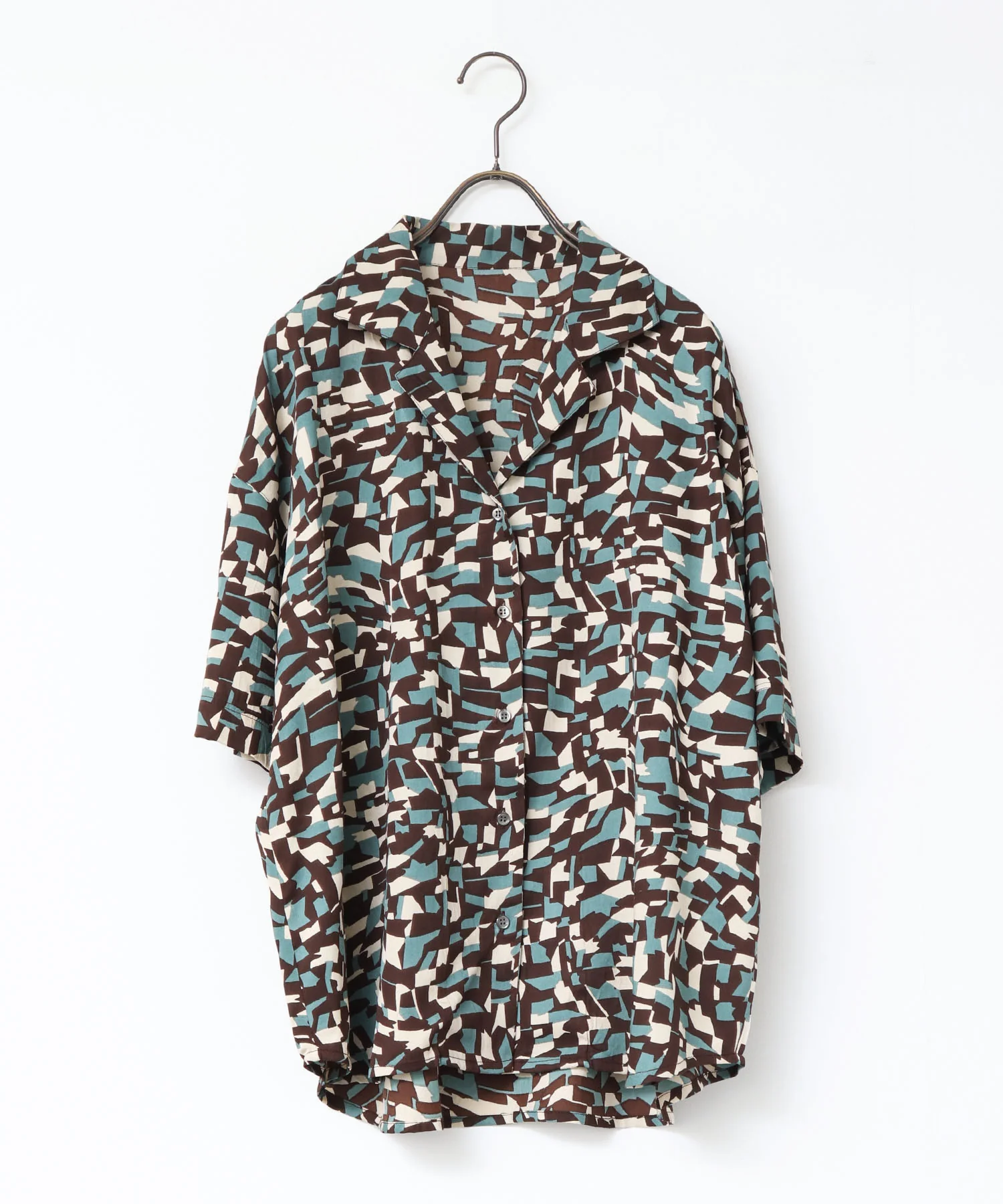 ジオメトリックプリント 半袖シャツ