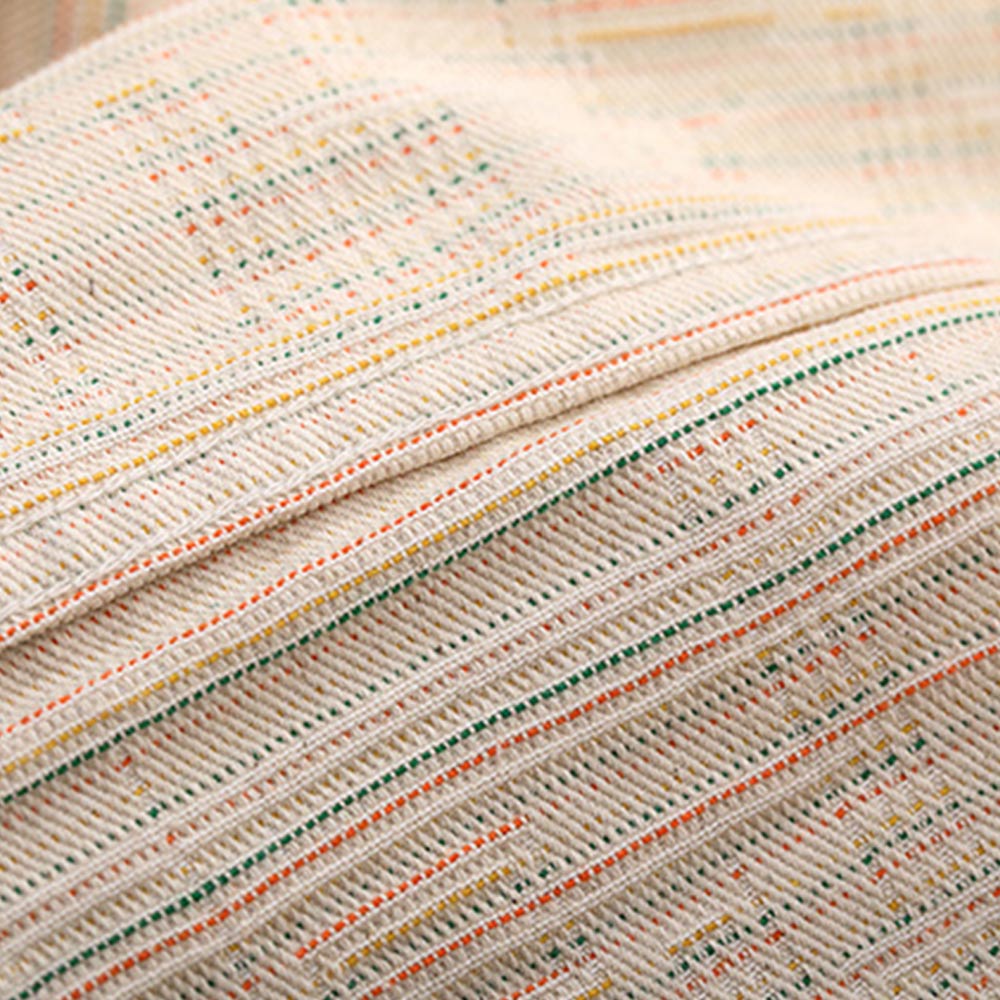 テクスチャーのある先染め　生成りコットン長袖シャツ