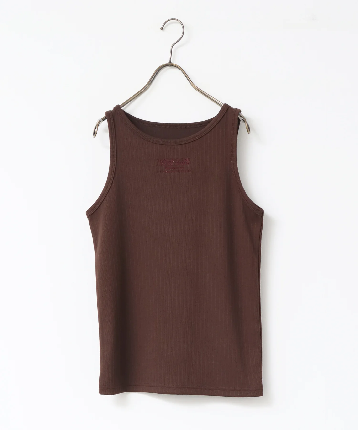 ロゴ刺繍 リブタンクトップ