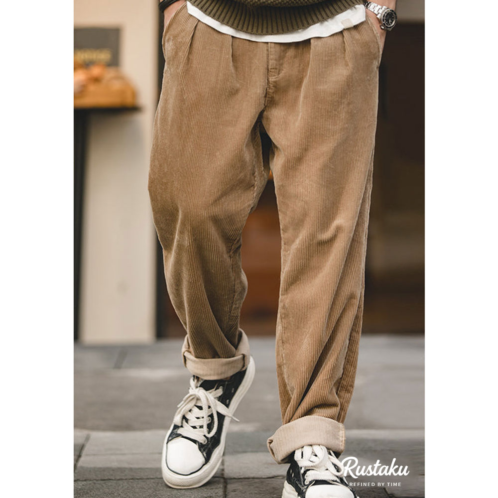 アメリカヴィンテージ　ダブルタック入りコーデュロイワイドパンツ