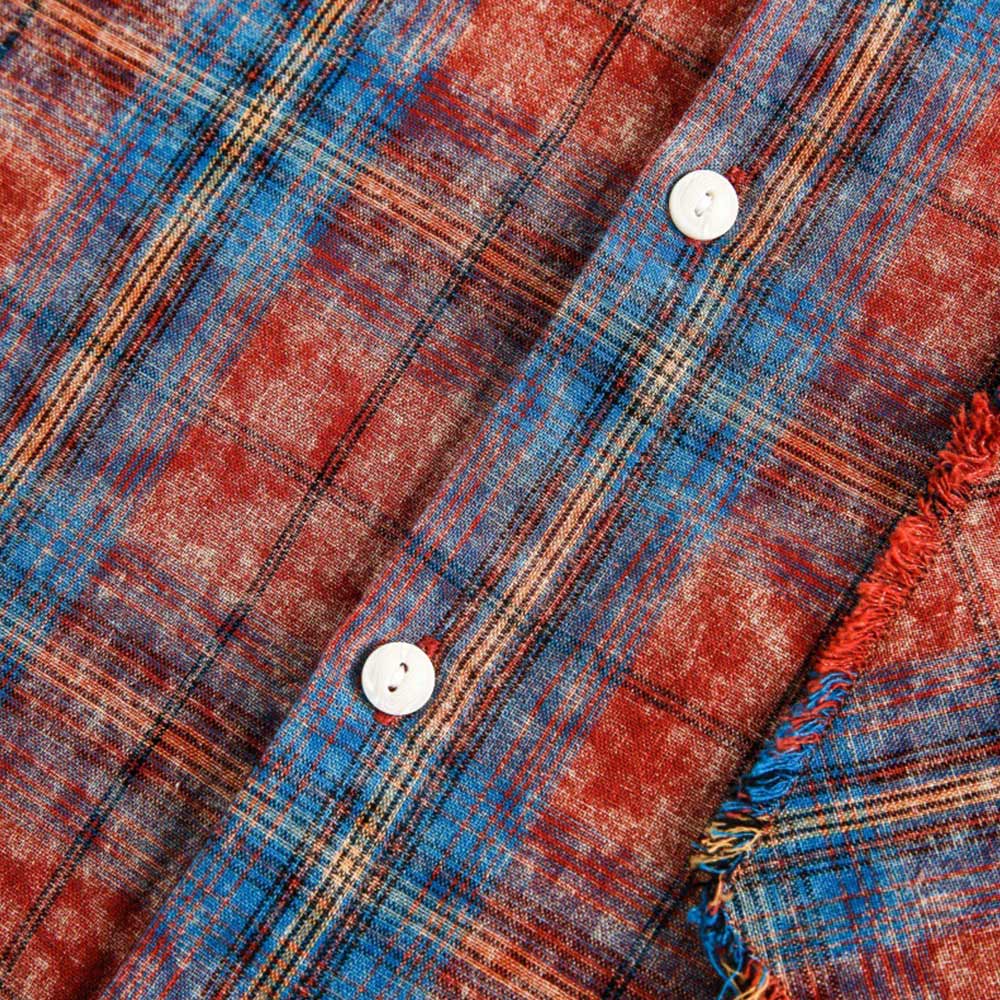 アメカジ　絞り染めチェックシャツ