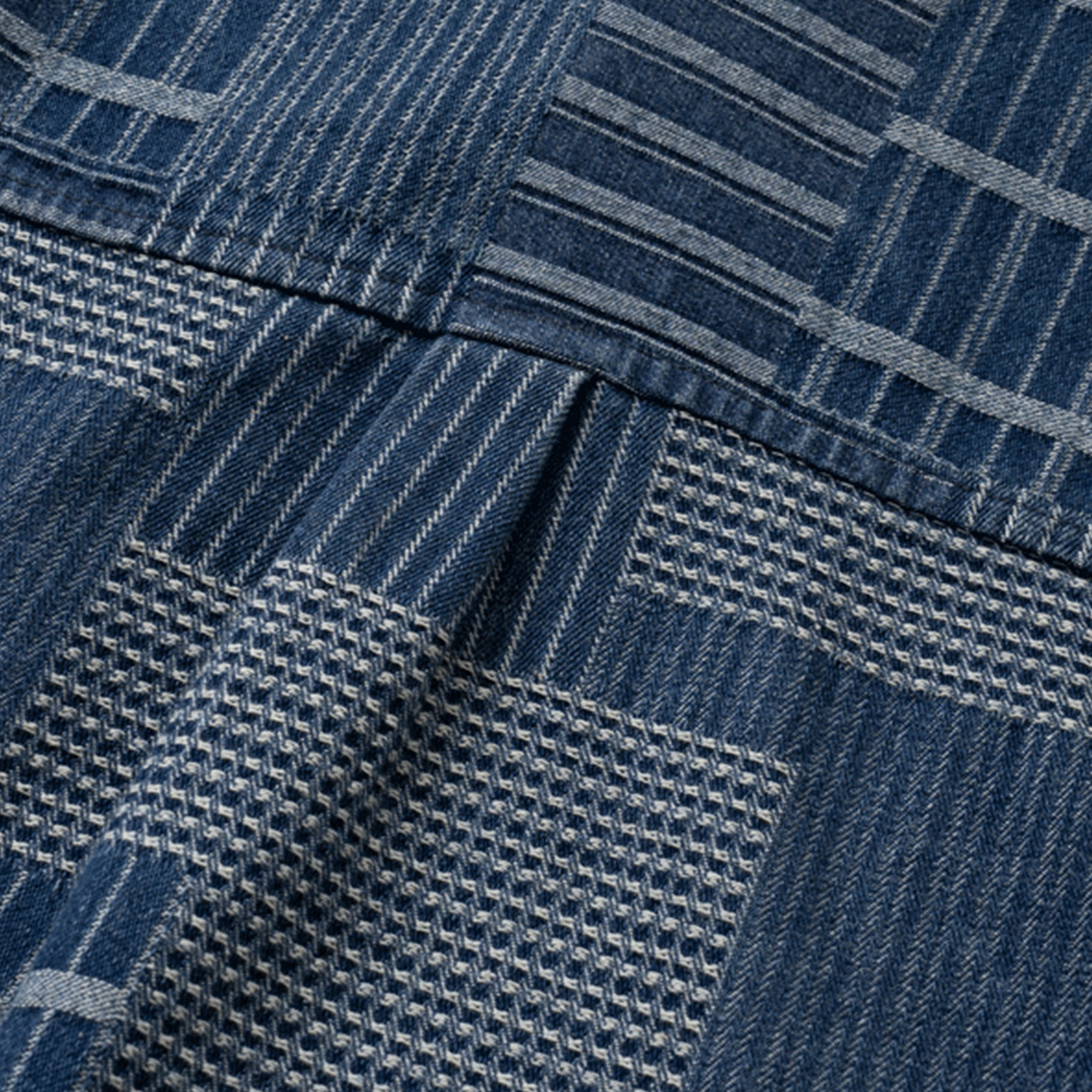 藍染めジャカードチェックシャツ