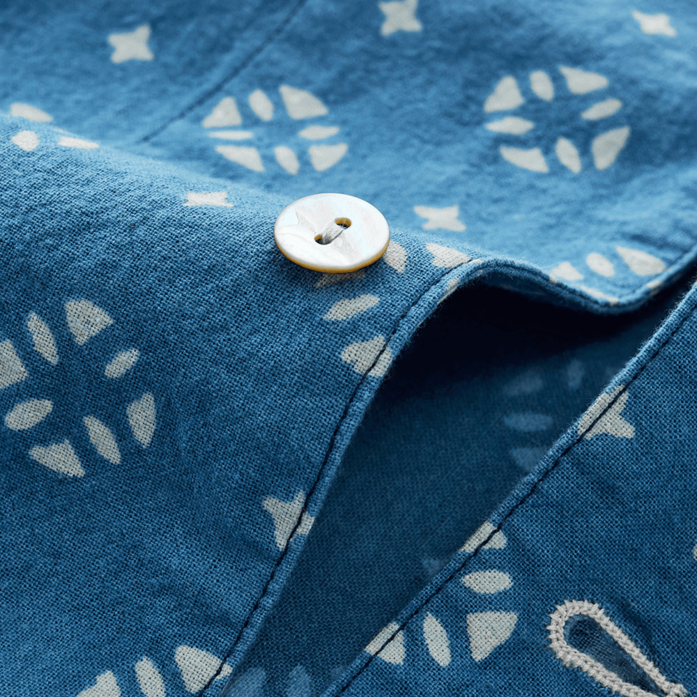 藍染めアメカジ オープンカラー半袖シャツ