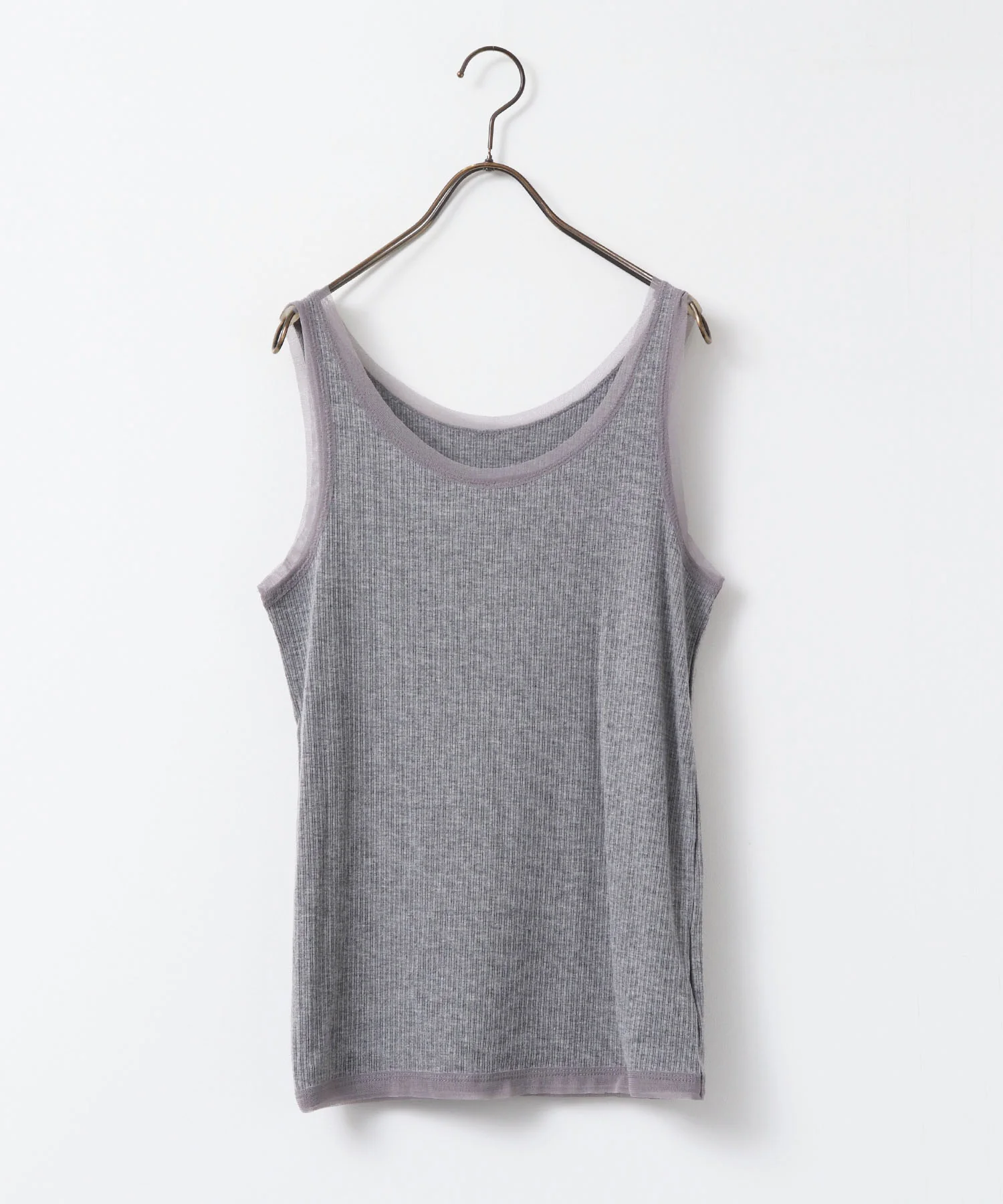 前後2WAY リブチュールタンクトップ