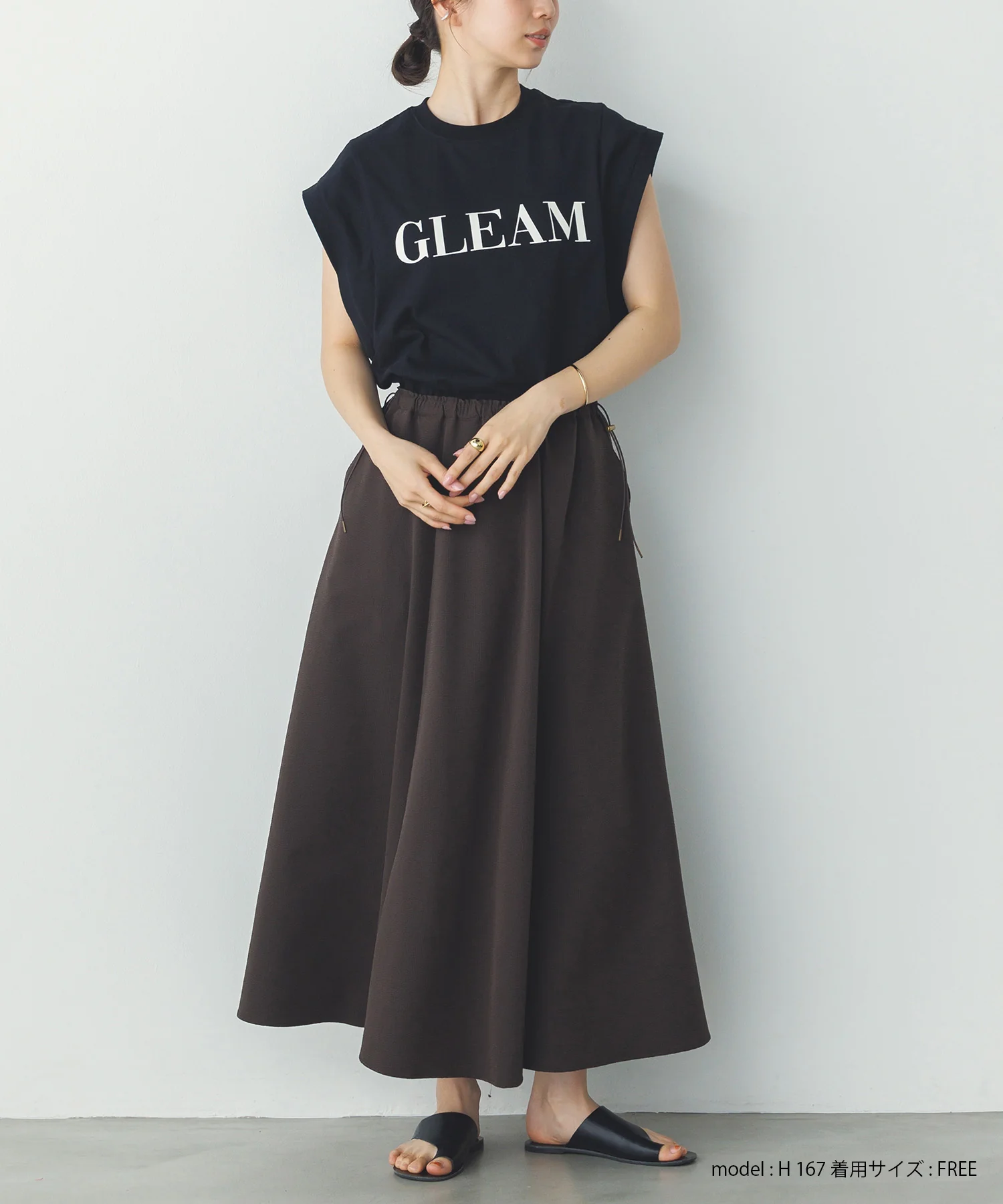 ノースリーブ プリントTシャツ