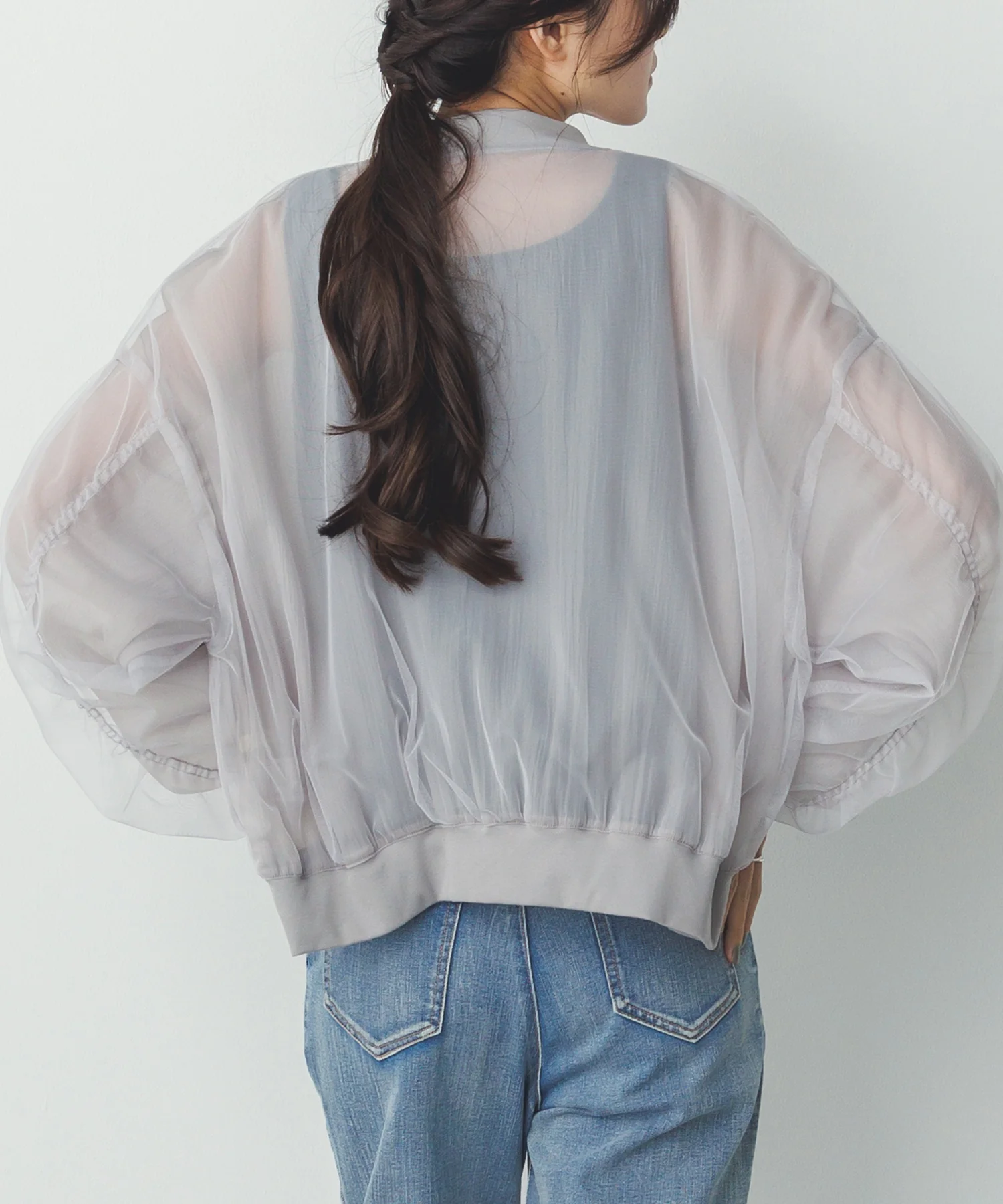 チュールシアー チェックブルゾン